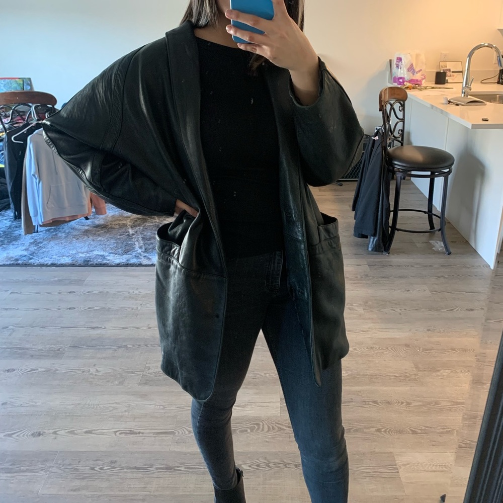 Leather trench coat